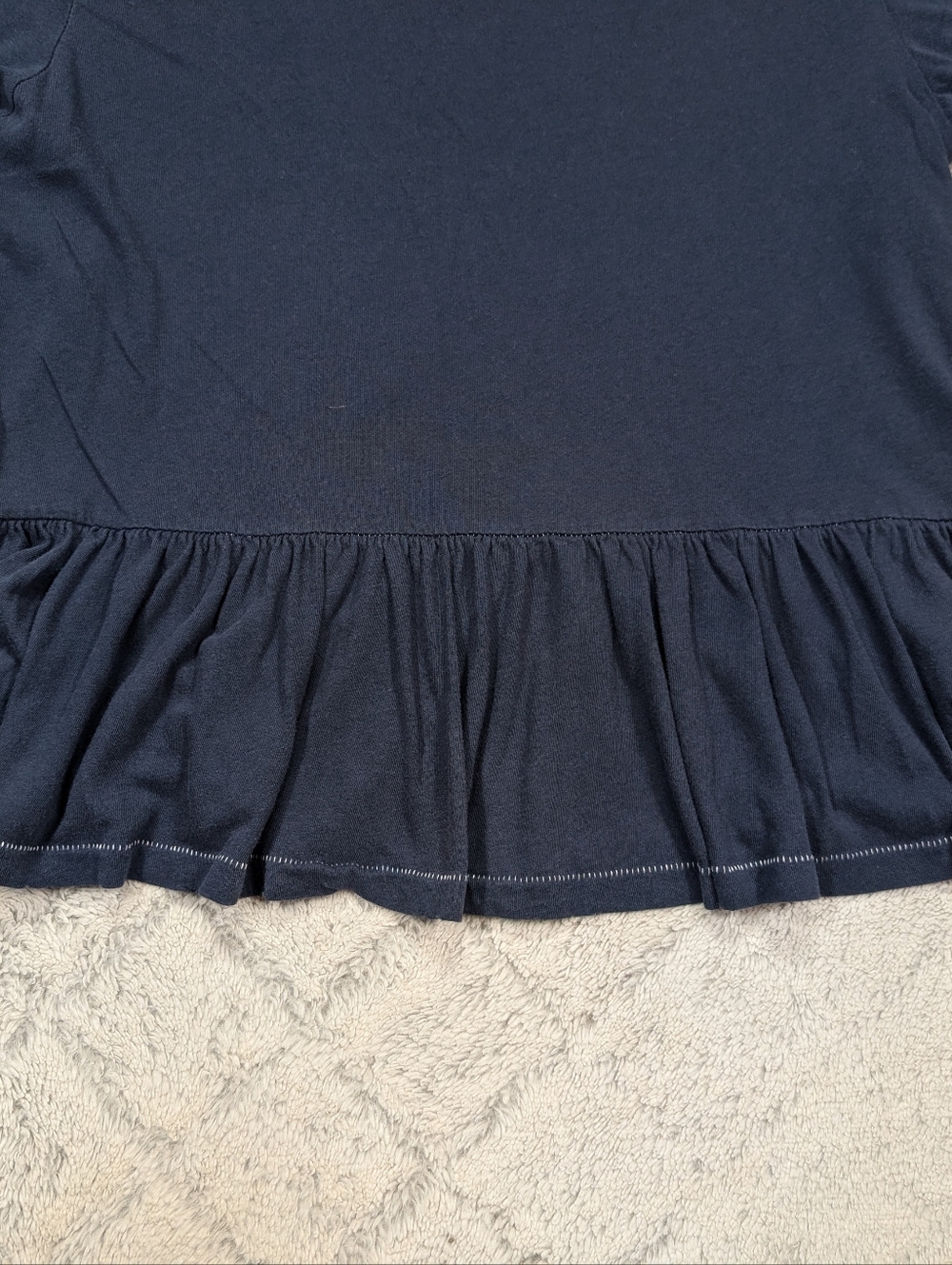 The Great Shirt Womens 2 M Blue Navy Ruffle Tee Cotton Short Sleeves Casual - Picture 3 of 7